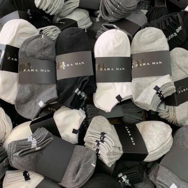 Combo 10 Đôi Tất Zara-Man Chất Liệu Cotton Thấm Hút Cổ Ngắn
