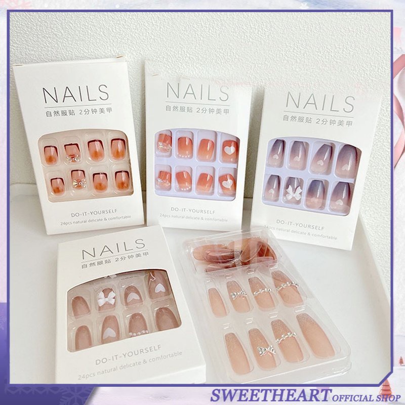 Móng Tay Giả Mới Mùa Hè Kết Hợp Trang Sức Trái Tim Cho Nữ