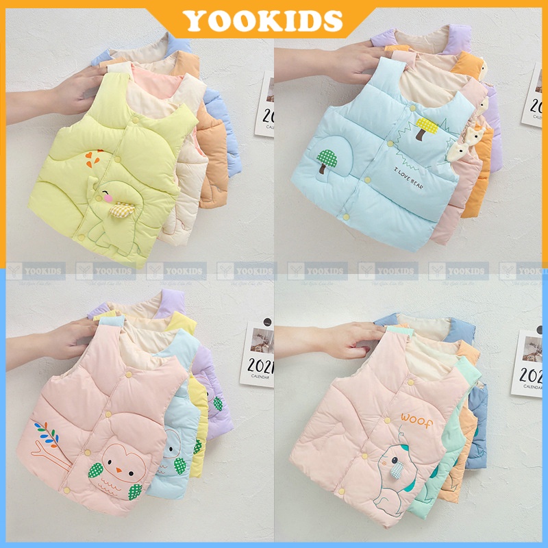 Áo phao gile cho bé YOOKIDS có cúc cài trần bông siêu nhẹ và giữ ấm cực tốt cho bé trai bé gái 1 2 3 4 tuổi