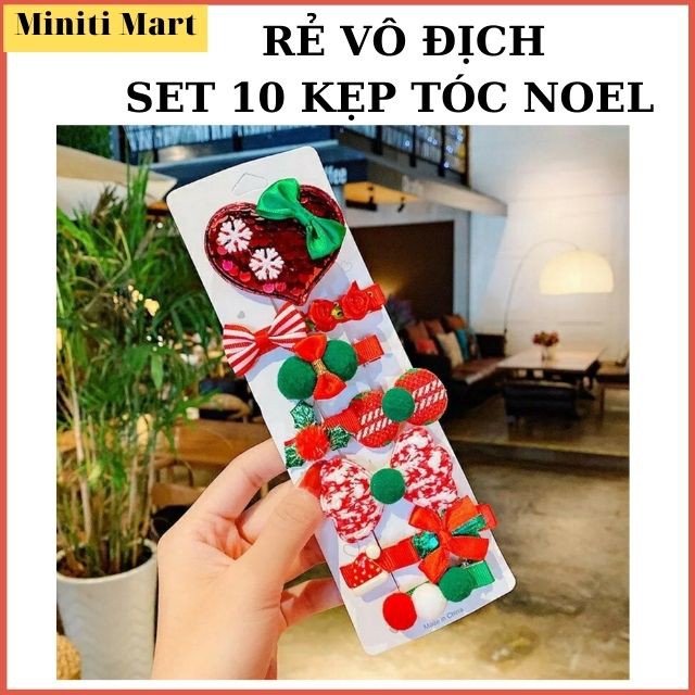 [RẺ VÔ ĐỊCH]Set 10 Kẹp Tóc Quà Noel, Giáng Sinh Xinh Xắn Cho Bé Gái