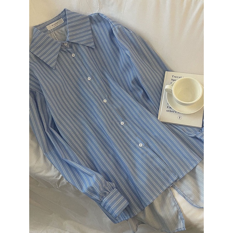 Áo sơ mi hở eo cột nơ