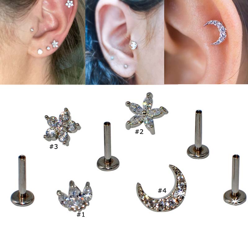 1 Khuyên Tai Hình Hoa/Mặt Trăng Thời Trang Cá Tính 16G