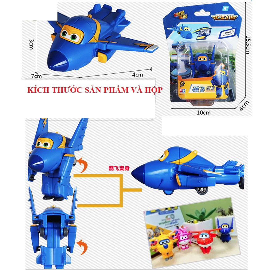 Super wings đồ chơi đội bay siêu đẳng mô hình nhân vật Jerome cuồng phong máy bay biến thành rô bốt mini