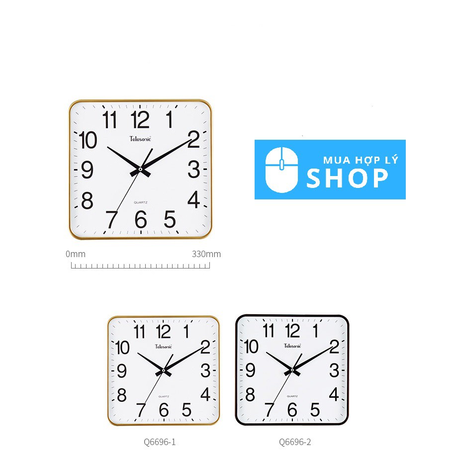 Đồng Hồ Treo Tường Telesonic / Uranus Mặt Vuông Hiện Đại Phong Cách Châu Âu - Hàng Nhập Khẩu