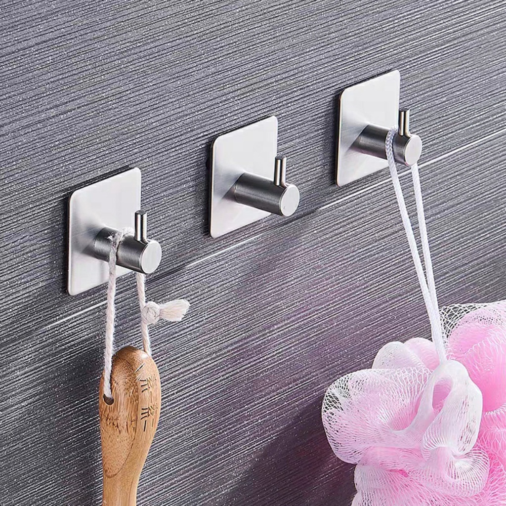 Combo 4 Móc Inox SUS304, Móc Dán Tường Siêu Dính, Móc Treo Đồ Gia Đình Tiện Lợi - MTRU