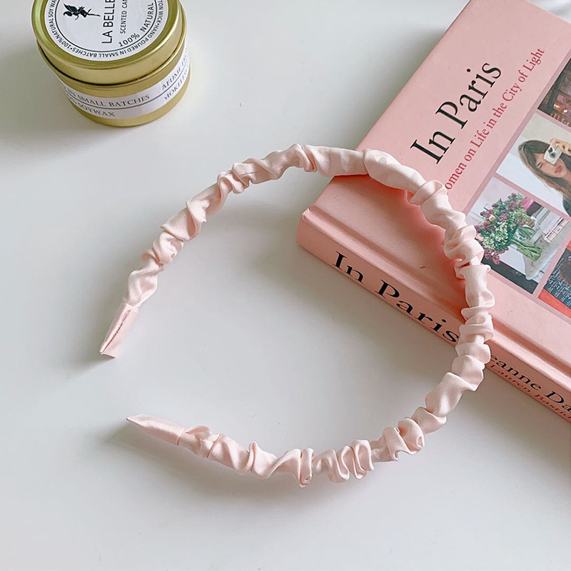 Băng đô cài tóc phối vải phi bóng màu trơn đơn giản hợp thời trang