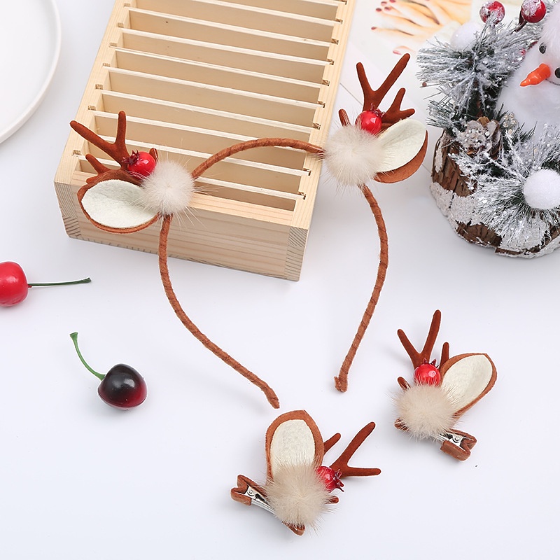 Băng đô cài tóc hình sừng tuần lộc giáng sinh dễ thương dành cho bé
