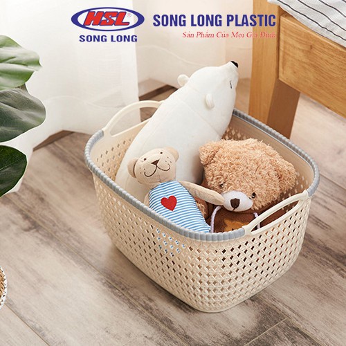 Giỏ nhựa đựng đồ song long 2782 hình chữ nhật 2 quai cầm ( giao ngẫu nhiên)