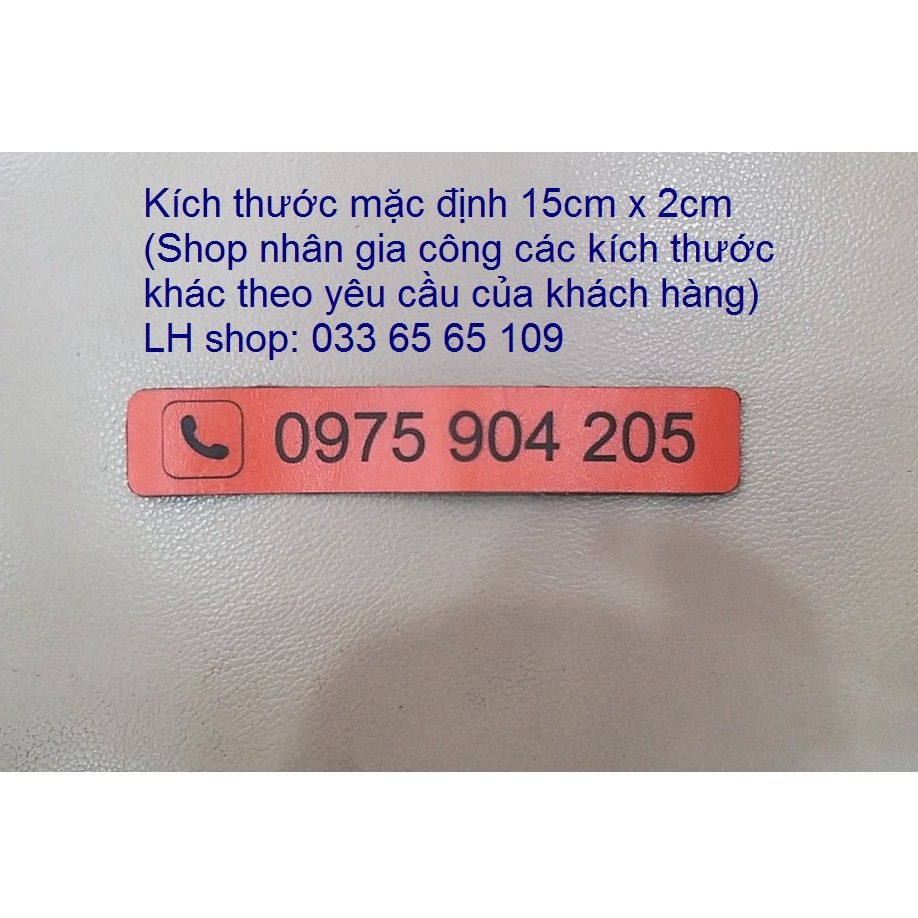 Tấm báo số điện thoại, thẻ ghi số gắn trên ô tô giúp mọi người có thể liên hệ khi cần, bằng da bò, nhiều mầu sắc