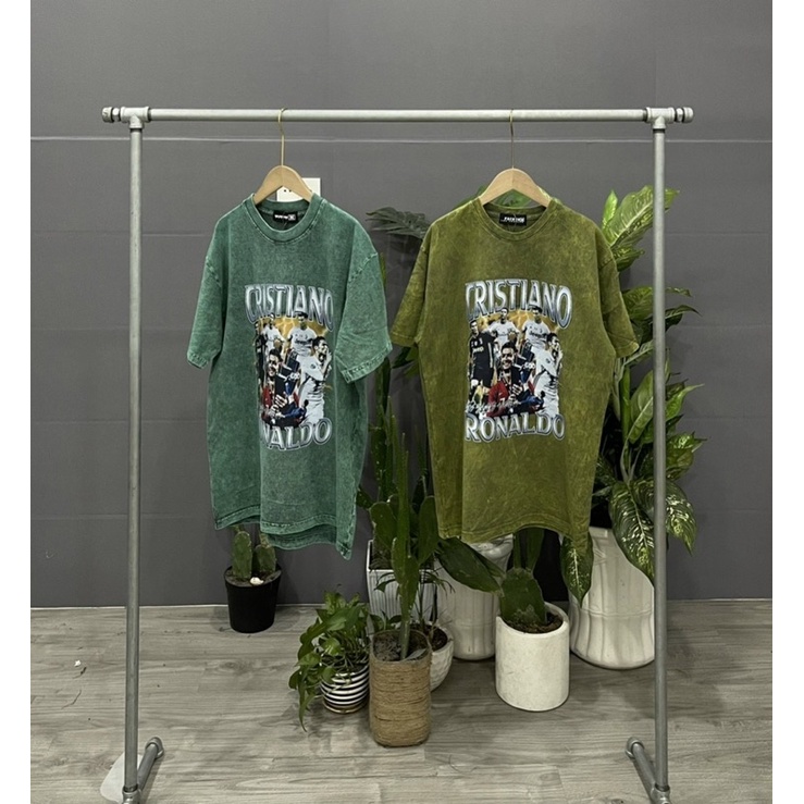 ÁO THUN TAY LỠ WASH COTTON RONALDO FORM UNISEX NAM NỮ (kèm ảnh thật)
