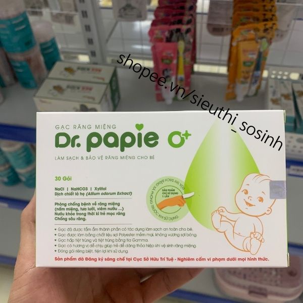 Gạc rơ lưỡi Dr Papie vệ sinh răng miệng cho bé (30 gói/hộp)