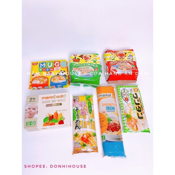 Các loại mì cho bé ăn dặm- mì ý , mì rau củ, mì mug ăn liền, hoành thánh, mì tách muối