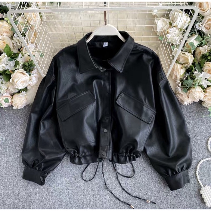 Áo Da Croptop Hàn Quốc Chất Đẹp