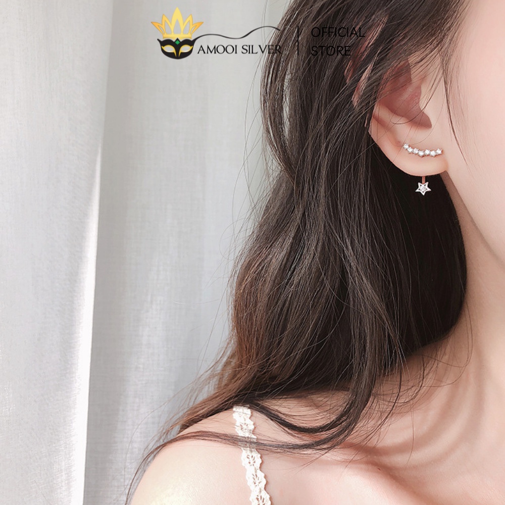 Bông Tai Bạc Cao Cấp S925 Mẫu Dải Ngân Hà Đính Đá Kèm Ngôi Sao - Amooi Silver AB52