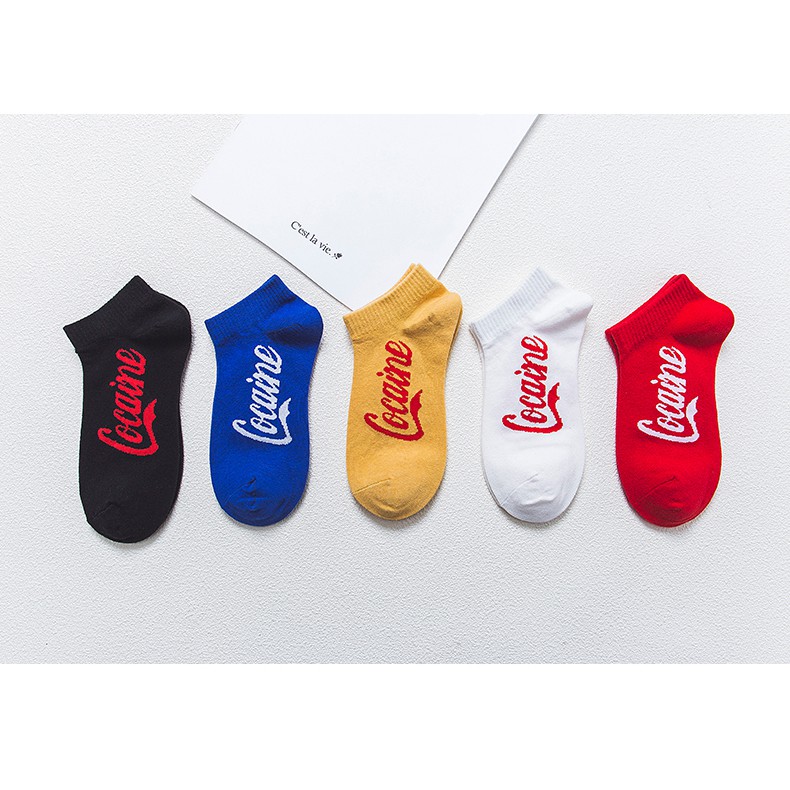 Tất Vớ Cotton Unisex Ngắn Dày Dặn In Chữ Nhiều Màu