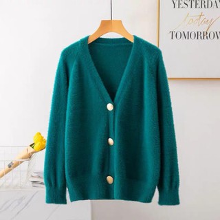 Áo khoác len, áo len cadigan 3 khuy cài vải lông cừu mềm mại