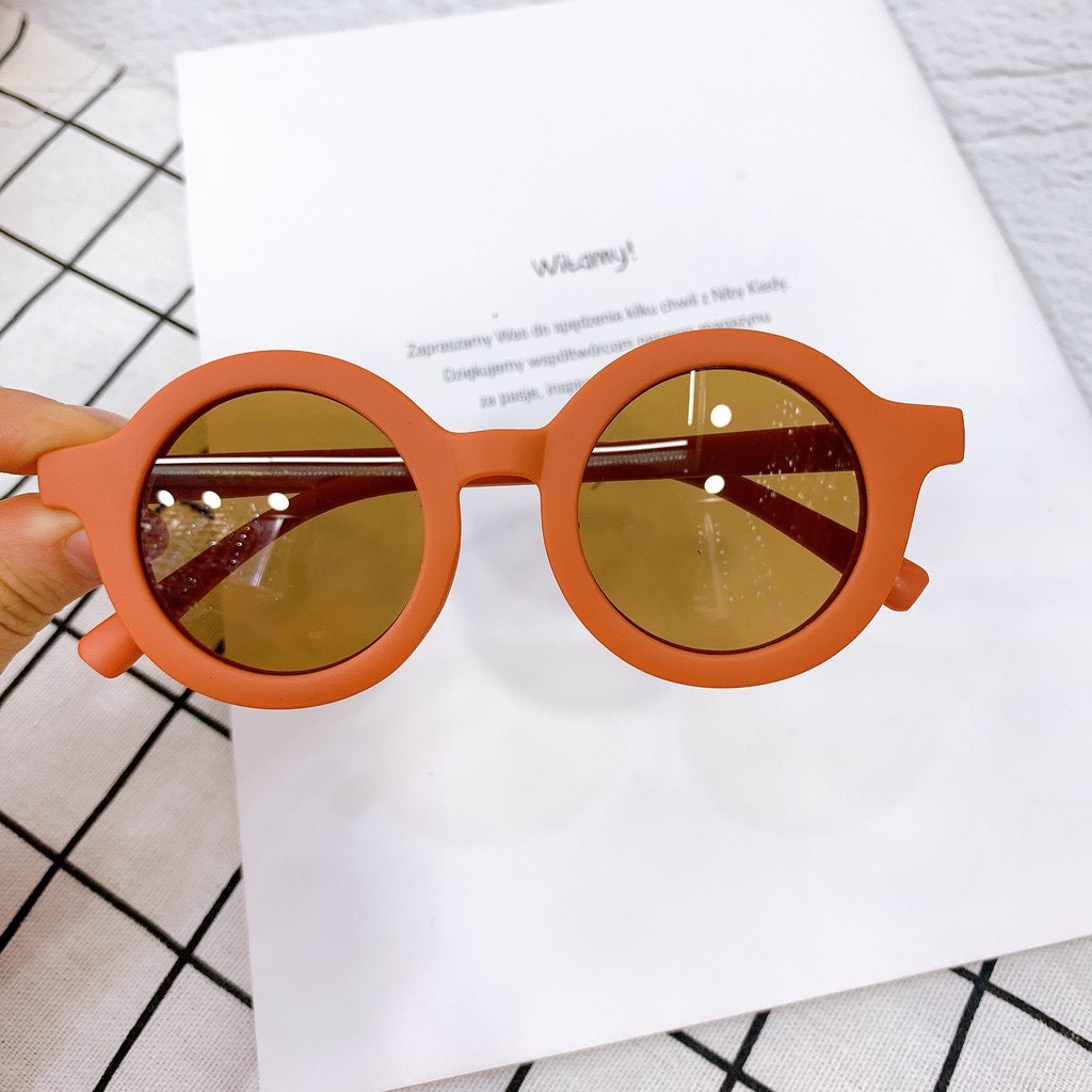 Kính râm gọng tròn phong cách Vintage thời trang cho bé trai bé gái