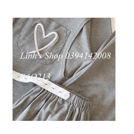 Bộ Bầu Dài Tay Sau Sinh Ở Cữ Vạch Cho Bé Bú Ti Chất COTTON LẠNH Cực Mịn Mềm Mát-SAQ213