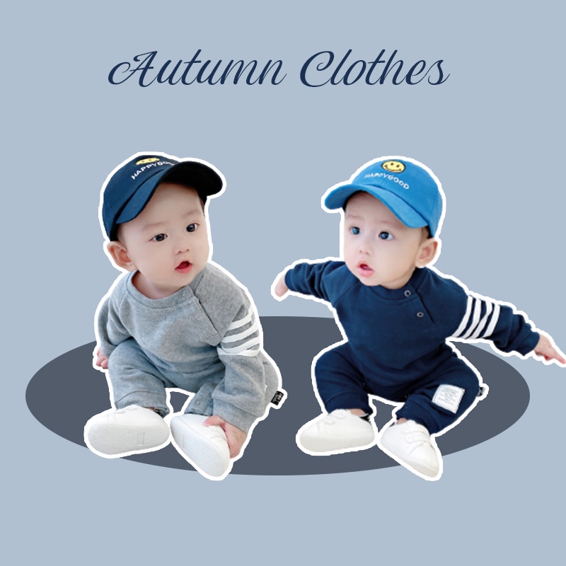 Áo liền quần dài tay kiểu dáng đơn giản thời trang mùa thu dành cho trẻ sơ sinh