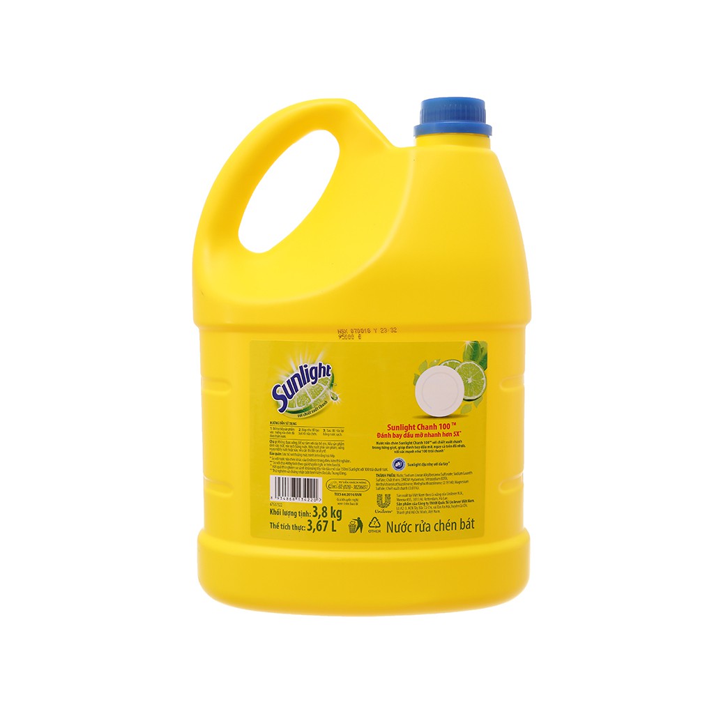 NƯỚC RỬA CHÉN SUNLIGHT CHANH, CAN 3,6 KG