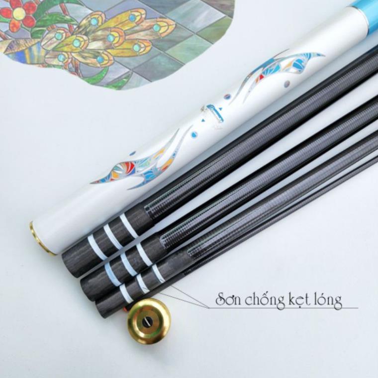 Cần câu tay Bạch Ngọc 6H phôi carbon xoắn - Tặng kèm 1 ngọn phụ