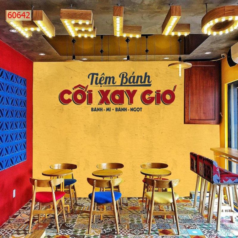 Tranh dán tường 3D decor quán trà sữa in khổ lớn liên hệ 0367199384