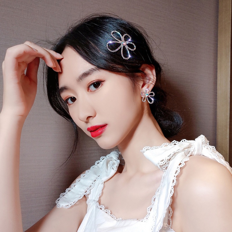 Kẹp Tóc Hình Nơ Đính Pha Lê Giả Lấp Lánh Bằng Kim Loại Cho Cô Dâu