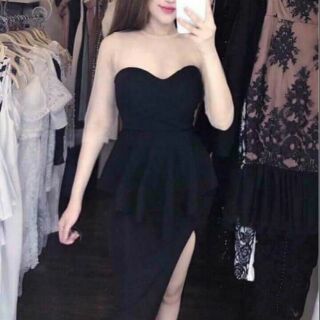 Đầm body tay lỡ xẻ tà dài sexy