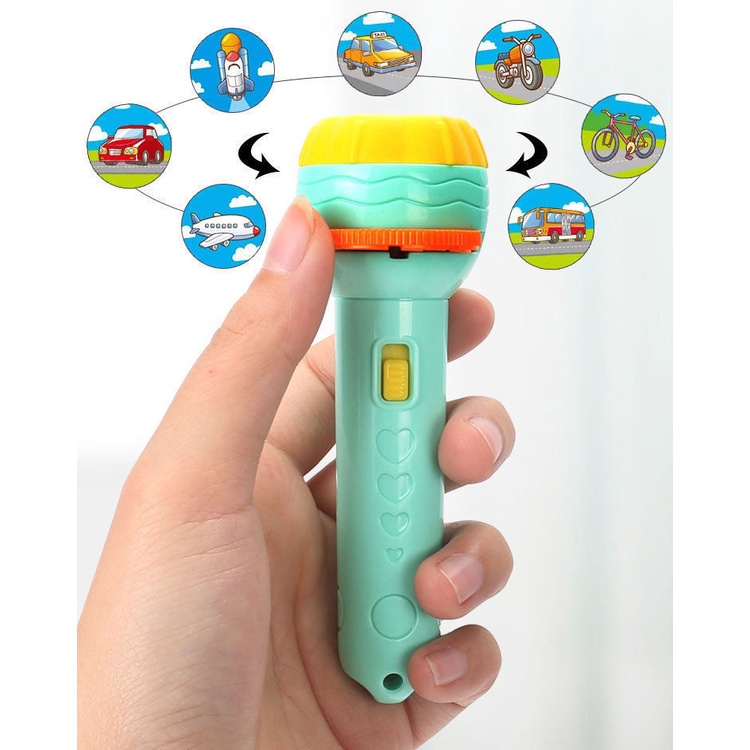 Đồ chơi đèn pin chiếu hình 3D cho bé đèn thông minh nhiều hình động vật