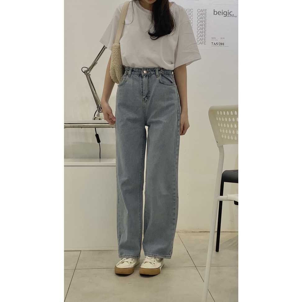 Quần jeans ống suông cạp có móc cài QB216 LOLLIE STUDIO | BigBuy360 - bigbuy360.vn