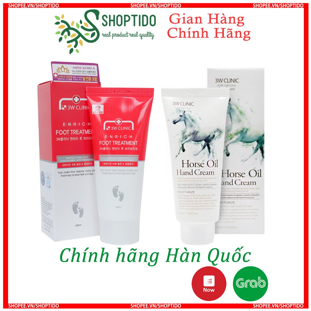 Kem Dưỡng Da Tay, Da Chân 3W Clinic Moisturize Pure Natural Care 100ml chính hãng Hàn Quốc NPP Shoptido