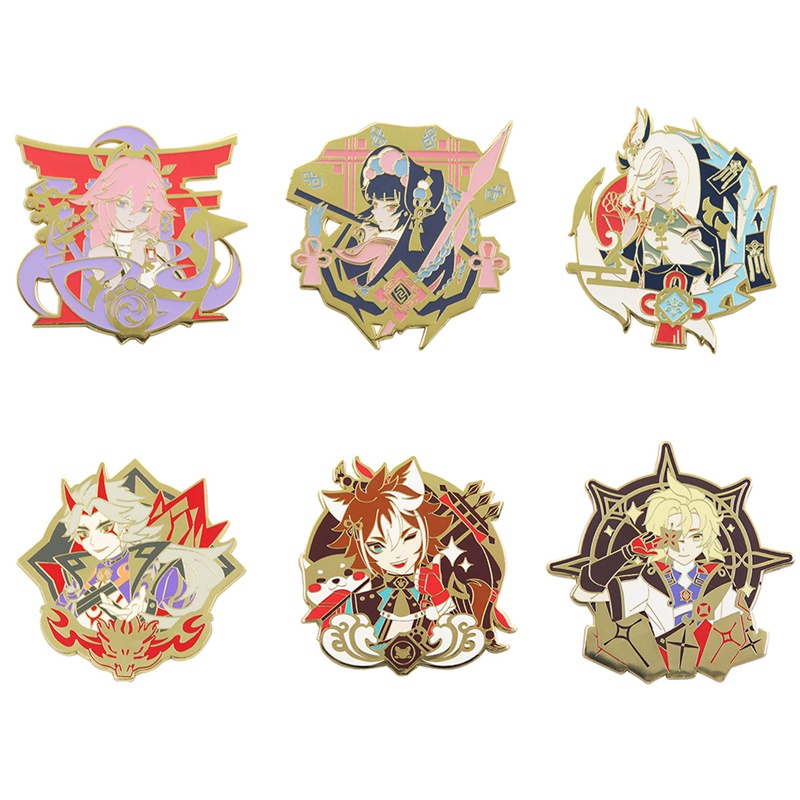 Ghim Cài Áo Kim Loại Tráng Men Hình Anime Genshin Game Xiao