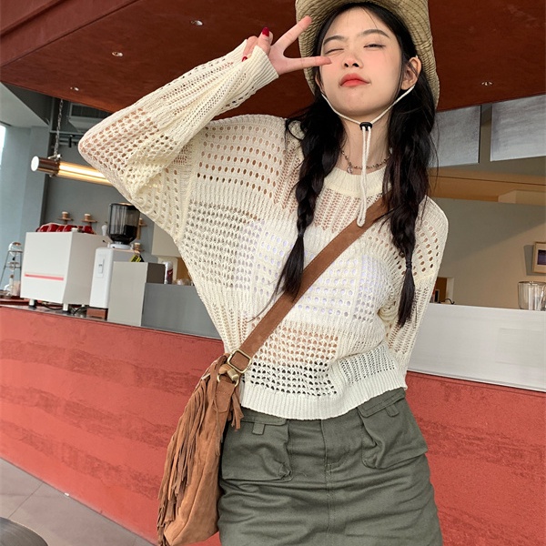 Áo sweater PERTY dệt kim mỏng chống nắng thời trang mùa hè Hàn Quốc cho nữ