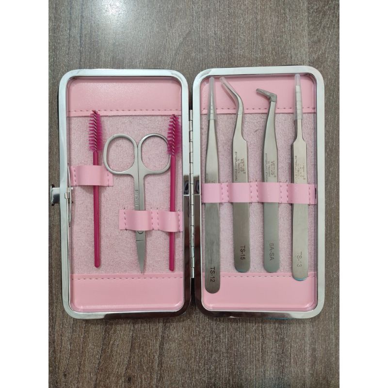 sét ví + 3 nhíp nối mi cao cấp .đủ dụng cụ nối mi | BigBuy360 - bigbuy360.vn