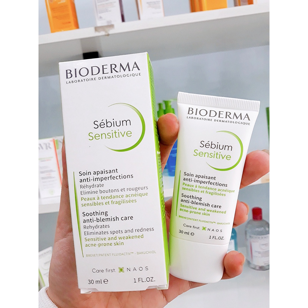 Kem dưỡng ẩm Bioderma Sebium Sensitive Soothing Anti-Blemish Care 30ml dành cho da mụn, nhạy cảm - MINH HÀ cosmetics