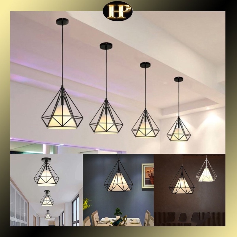 Đèn thả trang trí hình khối kim cương thả bàn ăn decor nhà hàng cafe