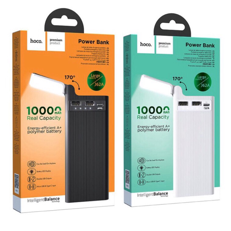 Pin sạc dự phòng Hoco J62 Jove 30000mAh 2 cổng input, 3 cổng output, tích hợp đèn pin siêu sáng - Hàng chính hãng