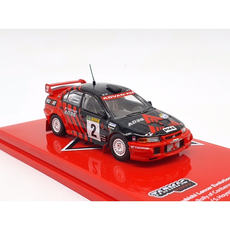 Xe Mô Hình Mitsubishi Lance Evolution VI Winner Rally of Canberra 1999 1:64 Tarmac Works (Đỏ Advan)