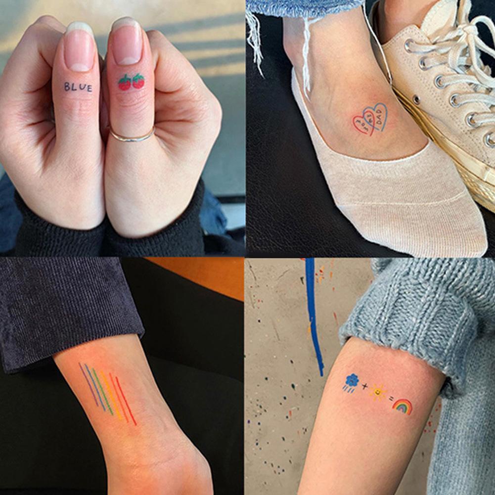 Miếng dán hình xăm mặt gấu/ngôi sao/mặt cười dễ thương