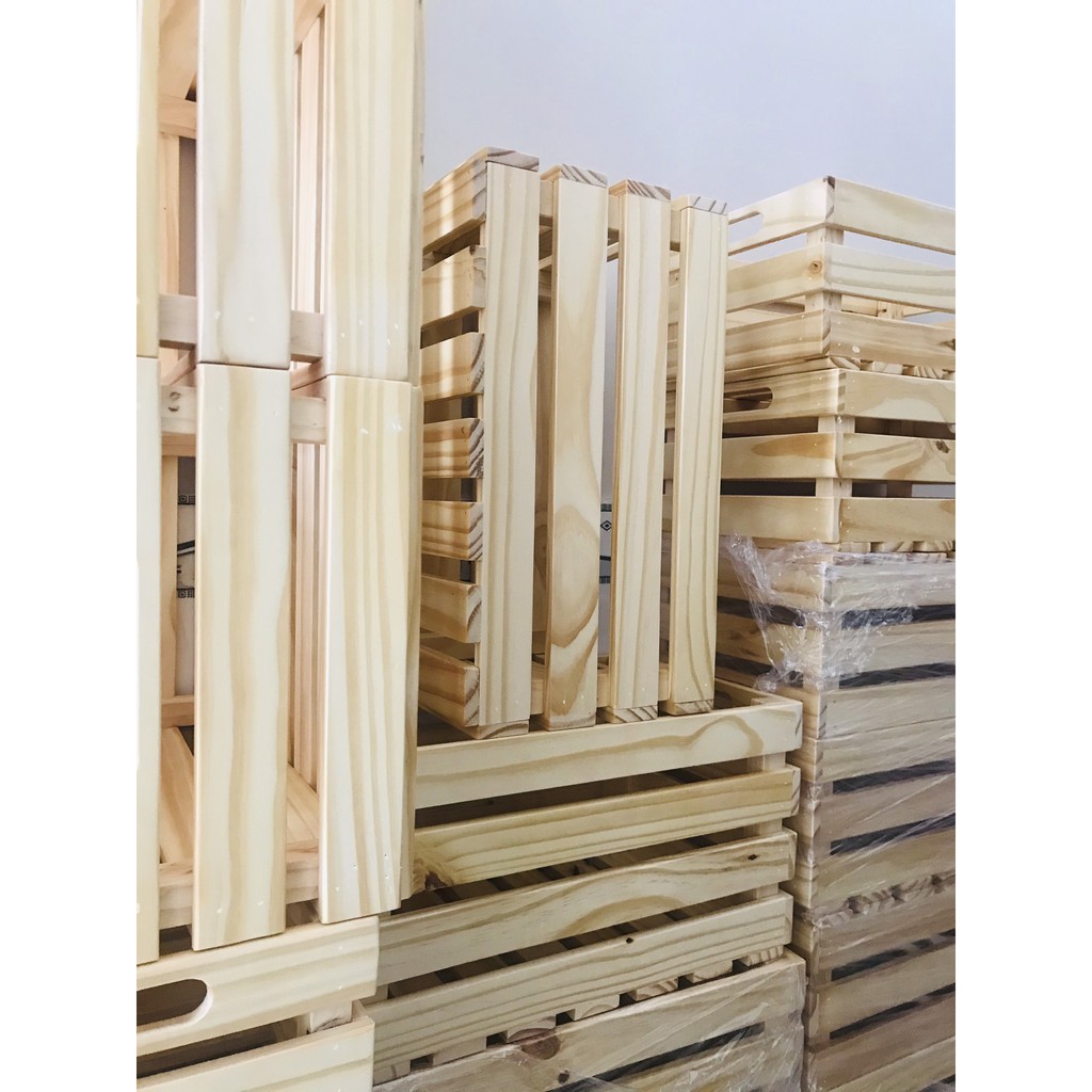 Hộp Gỗ Pallet/ Thùng Gỗ Thông Tự Nhiên Gia Công Bóng Mịn Decor Indoor và Outdoor