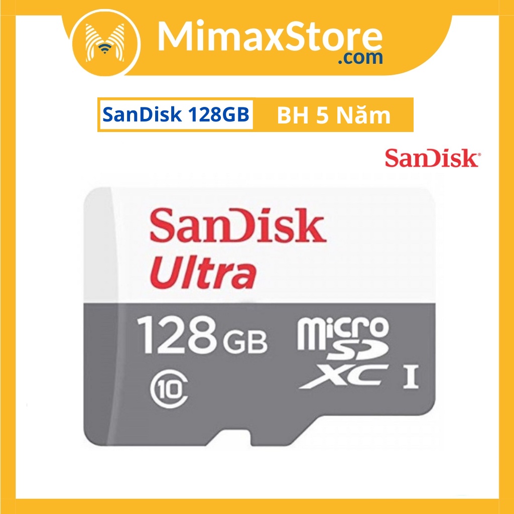 Thẻ Nhớ SanDisk 128GB Class 10 100MB/s | Hàng Chính Hãng Sandisk | Bảo Hành 5 Năm | Mimax Store