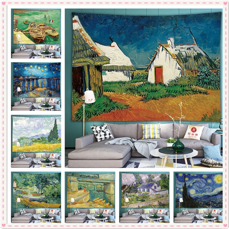 Thảm Treo Tường Phong Cách Tranh Sơn Dầu Trang Trí Nhà Cửa