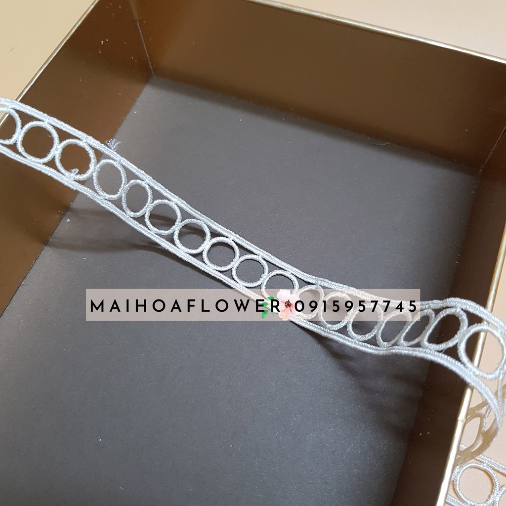 RC19 Cuộn 12 mét dây viền ren thuê hoa hình lỗ tròn dùng trang trí váy áo Maihoaflower