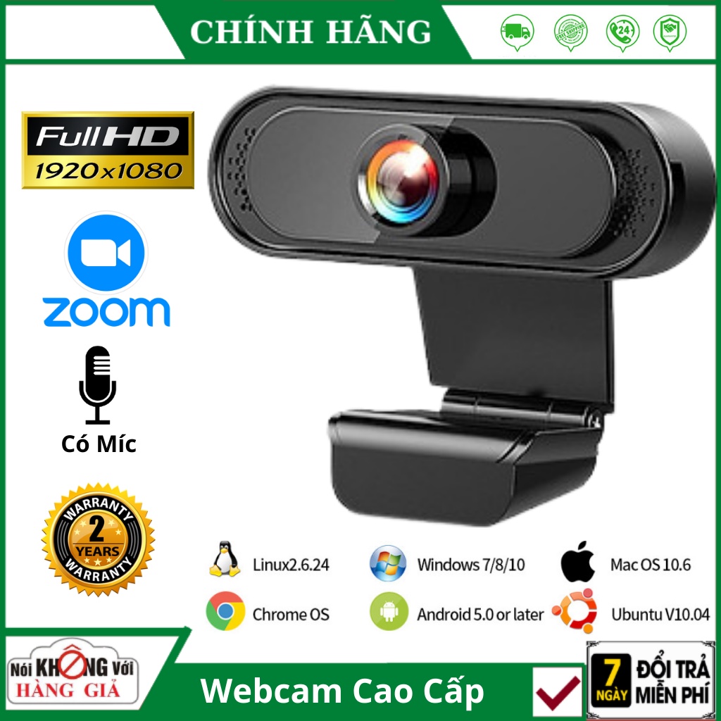 Webcam máy tính có mic full hd 1080p - chuyên dụng để học zoom, quay webcam, livestream - Bảo Hành 24 Tháng