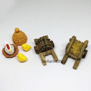 Tiểu Cảnh - Xe chở gỗ, xe chở thóc tiểu cảnh nông thôn terrarium/ trang trí cây cảnh sen đá