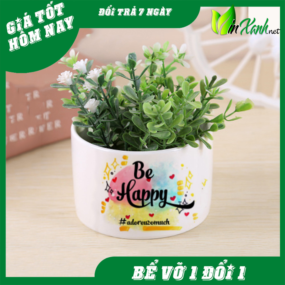 Chậu sứ hình trụ ( IN HÌNH THEO YÊU CẦU ) FREE thiết kế