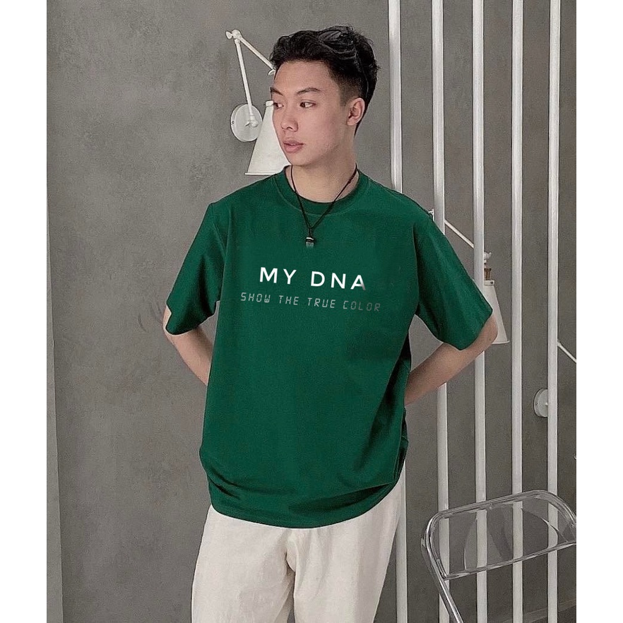 Áo phông - Áo thun màu xanh lá đậm tay lỡ form rộng unisex cotton local brand cặp đôi nam nữ cổ tròn MY DNA True color