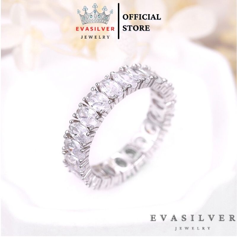 Nhẫn bạc nữ hình bánh xe đính đá sang trọng, chuẩn nhẫn bạc ta cao cấp