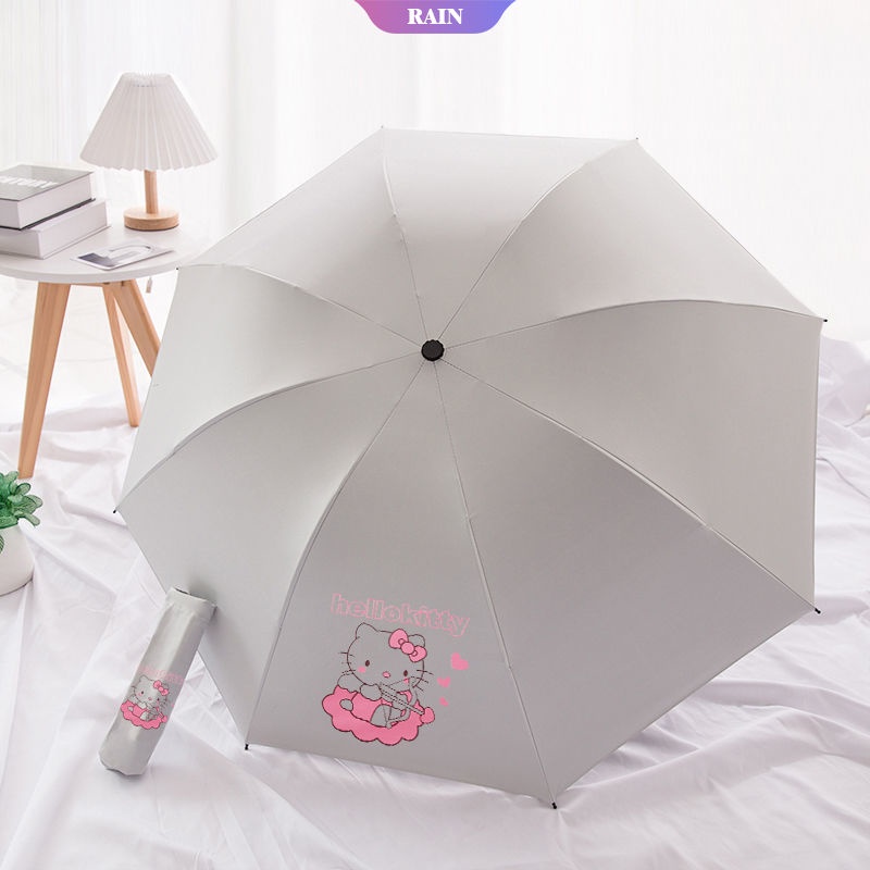 SANRIO Dù Gấp Tự Động Chống Tia Uv In Họa Tiết Hoạt Hình Kuromi Hello Kitty
