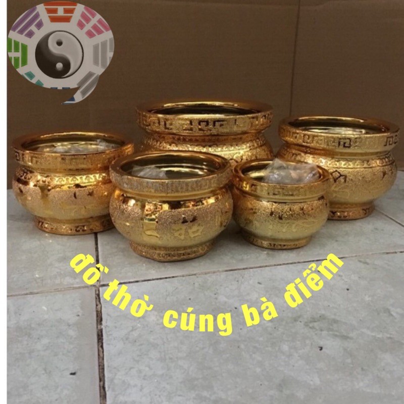 LƯ HƯƠNG CẮM NHANG SỨ XI KIM SA VÀNG SIZE 3,5",4",4,5",5",6"